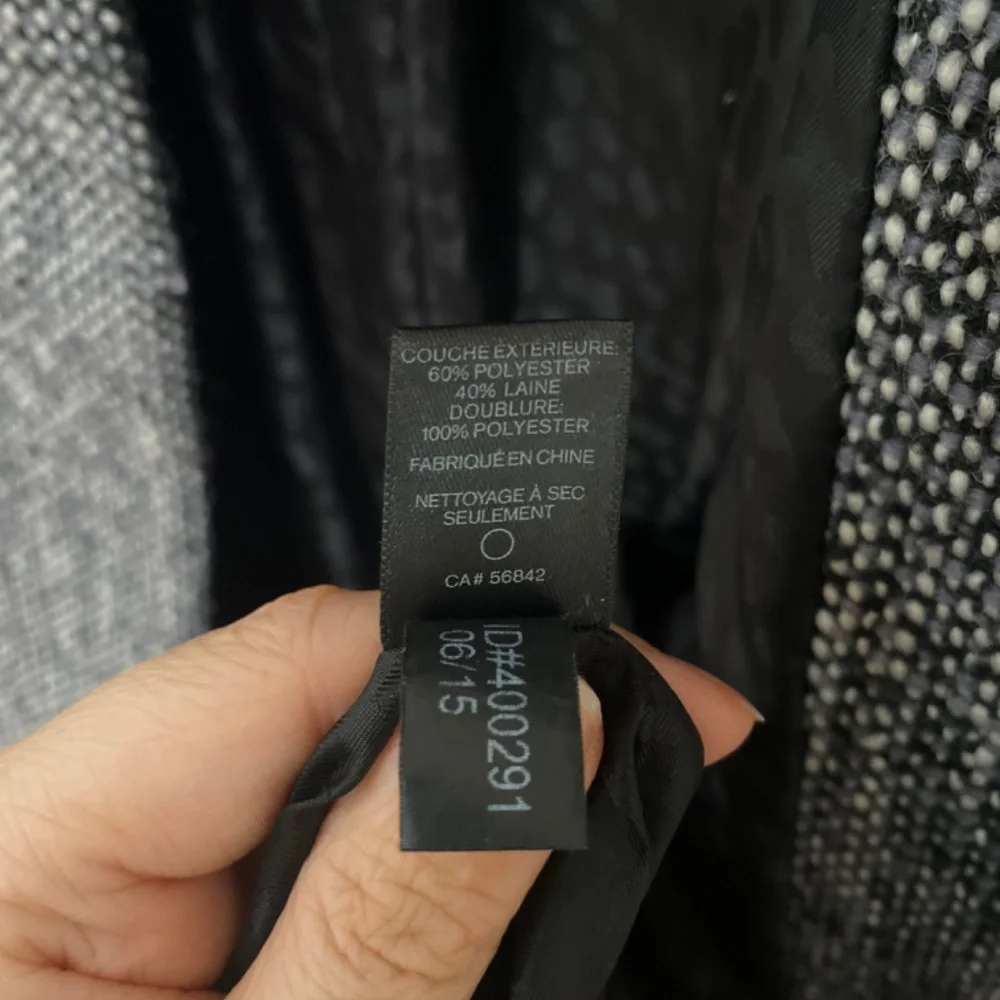 Express Tweed Cocoon Coat Blk/Wht - Picture 7 of 8